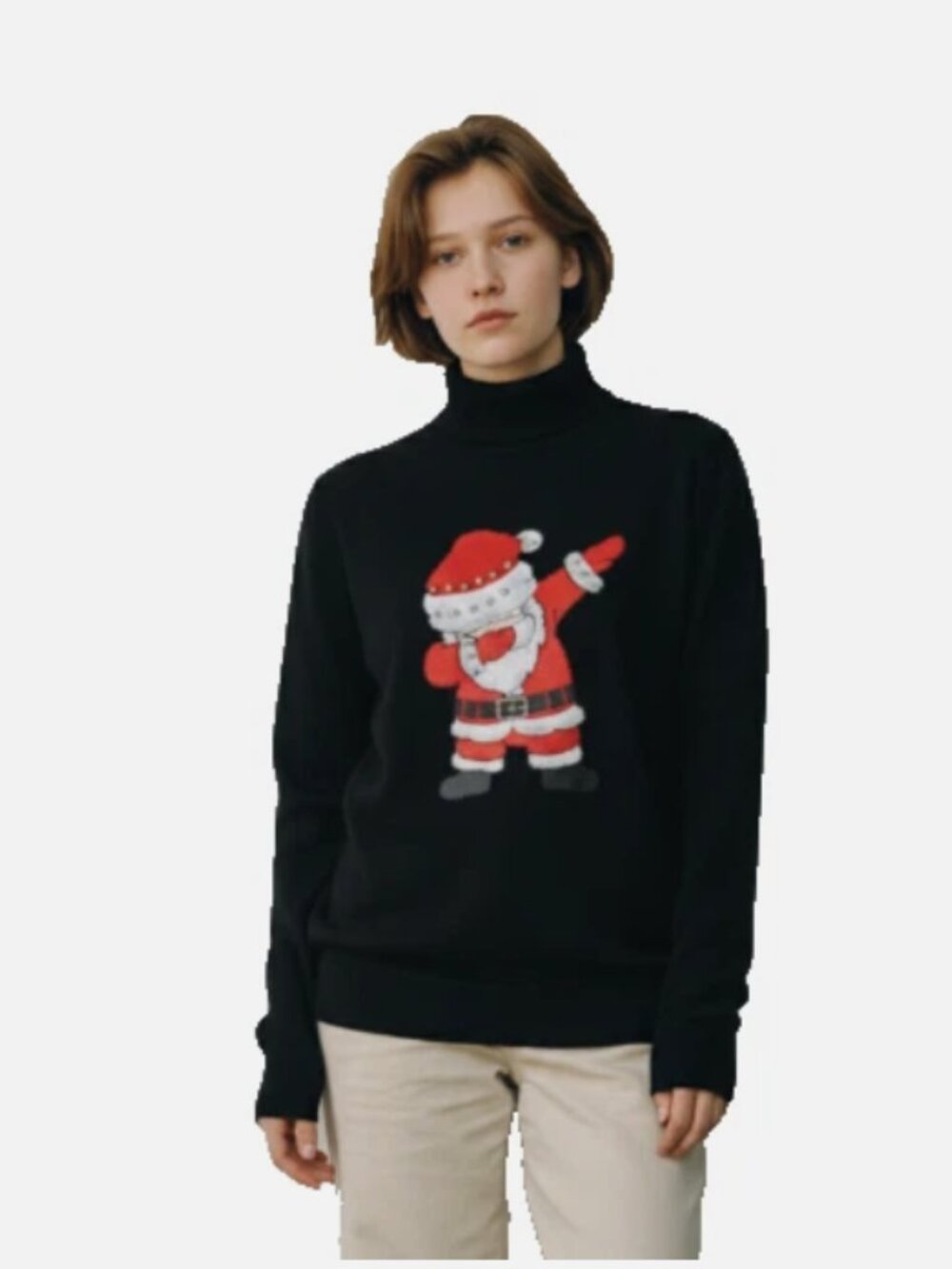 AZ Christmas Sweater Womens S/M Black Santa Crystal Embellished NWT